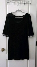 Allen B. By Allen Schwartz Women's Black Velvet Crystal Decorated Dress Size L