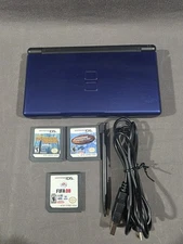 Nintendo DS Lite Cobalt Blue with 3 Games, Replacement Stylist, And Cord