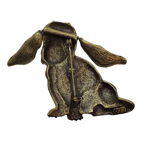 JJ Jonette Basset Hound Brosche Anstecknadel - bronzefarbene bewegliche Ohren - Bild 3 von 5