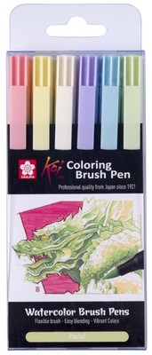 SAKURA Pinselstift Koi Colouring Brush Pen ''Pastel'' 6er Set