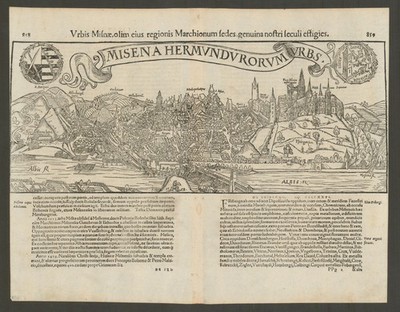 Misena Hermundurorum Urbs. Urbis Misnae  Meissen, Saxony. MÜNSTER 1572 old map