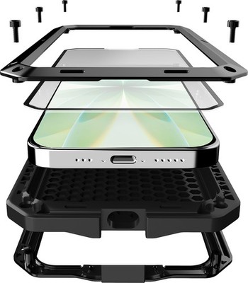Metal Case For iPhone 17 Heavy Duty Shockproof Cover+Glass Screen Protector