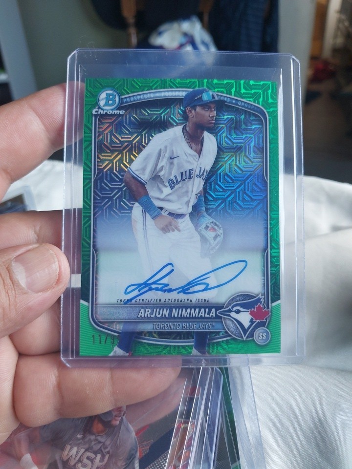 2025 Bowman Mega Arjun Nimmala Mojo Autograph BMA-AN Green Mojo /99