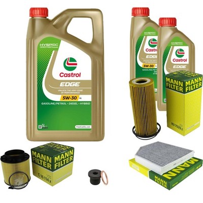 MANN-FILTER Inspektionspaket 7 L Castrol EDGE Titanium FST 5W-30 für Audi A5