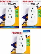 3 Pack 3-Outlet Wall Tap Adapter Grounded 125V 15A 1875W Power Splitter Plug