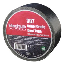 NASHUA 307 Duct Tape,Black,1 7/8 in x 60 yd,7 mil 30F045