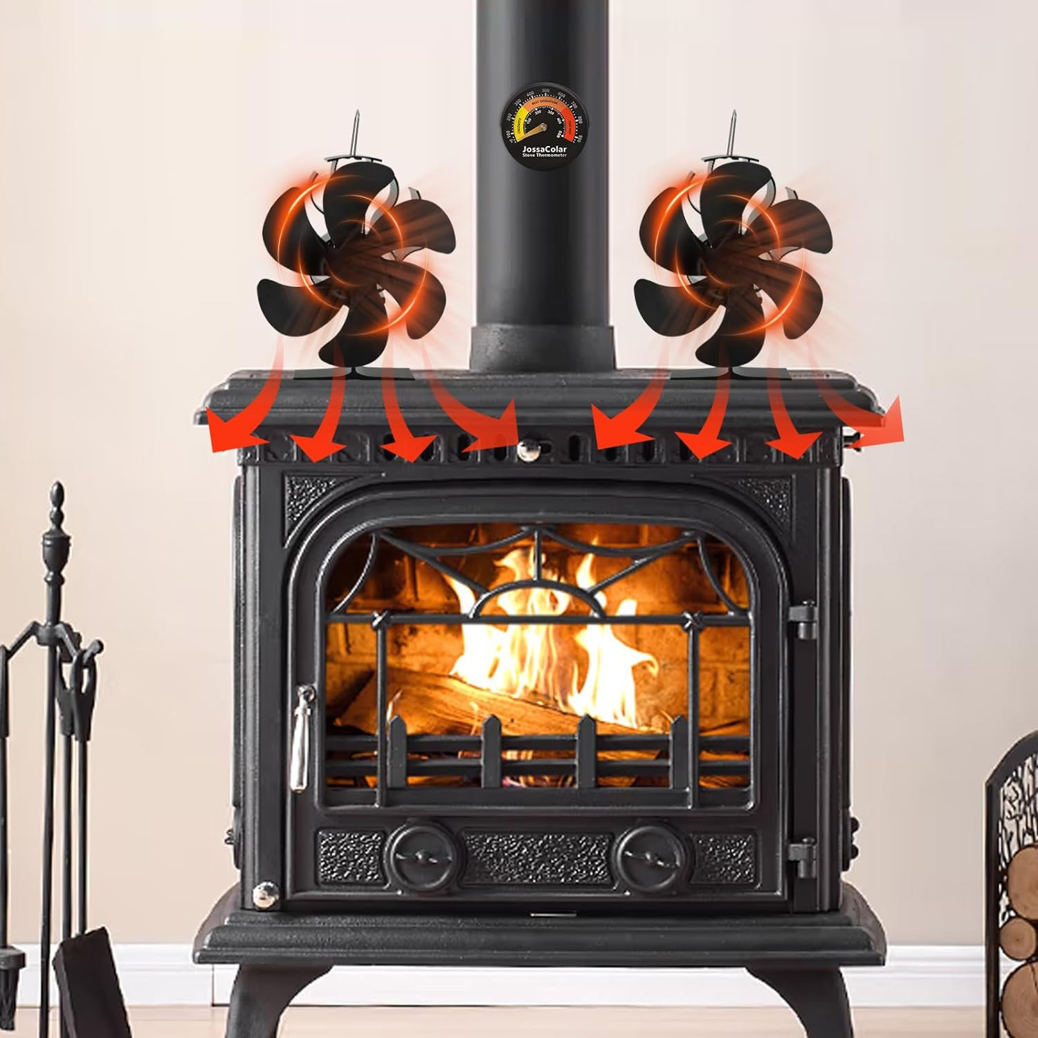 Wood Stove Fan Heat Powered Fireplace Fan Non Electric, Thermal Fan for Wood Bur