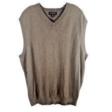 New Roundtree Yorke Mens Sweater XL Vest Brown V Neck Sleeveless Pullover