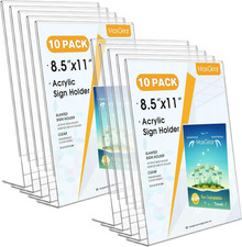 Acrylic Sign Holder 8.5 X 11, Plastic Paper Holder with Vertical Slanted Back, P