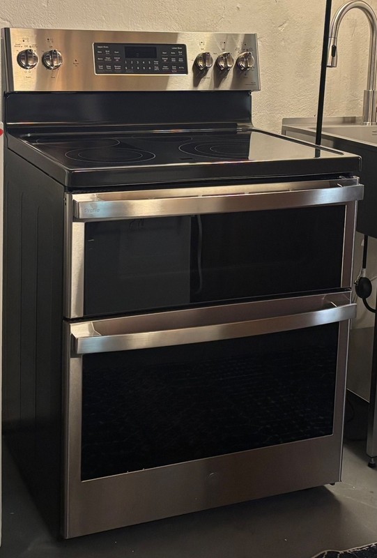 LIGHTLY USED GE Profile 30" Smart 5-Burner Electric Double Oven Range-PB965YP5FS