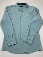 William Murray Shirt Mens Large Blue Long Sleeve Performance Stretch Button Golf