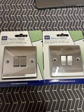 2 Pack BG Nexus NBS42 Brushed Steel Satin Chrome Single Light Switch 2 Gang 2 Wa