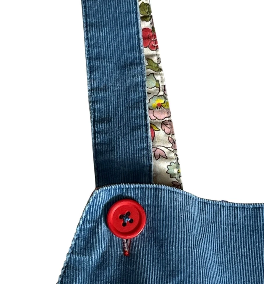 Mini Boden Girls Corduroy Jumper Dress Size 6 -7 Blue Tiered Ruffles - Image 4 of 4