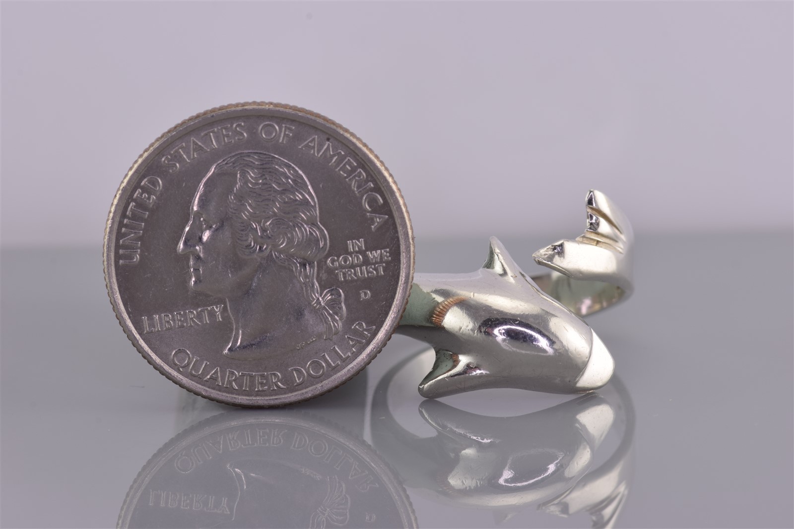 Sterling Silver Dimensional Dolphin Solid Wrap Ar… - image 8