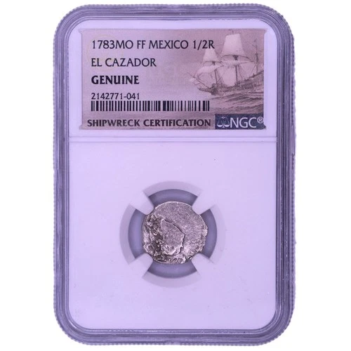 1783MO FF Mexico 1/2 Real 'El Cazador' Shipwreck Treasure - NGC Genuine #041