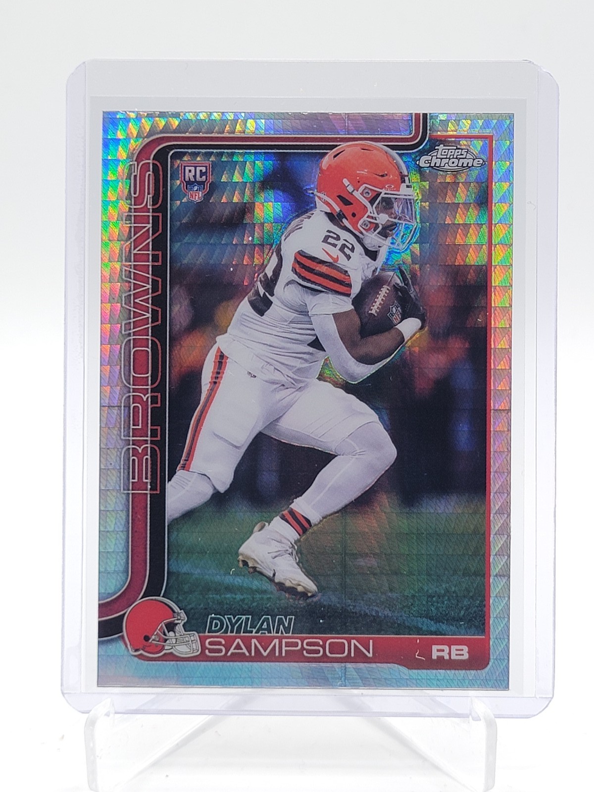 DYLAN SAMPSON 2025 TOPPS CHROME ROOKIE PRISM REFRACTOR #308 BROWNS Q6563 A