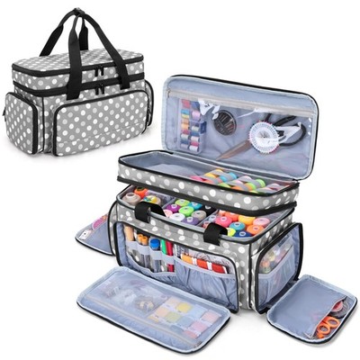 LUXJA Large 2 Layers Sewing Organizer Bag with 5 Detachable Dividers, Sewing ...