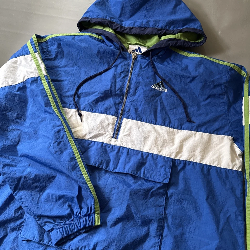 Chaqueta cortavientos ligera vintage Adidas media cremallera talla mediana Foto 2 de 4