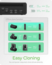 M.2 Nvme & SATA SSD HDD Hard Drive Docking Station, USB-C 10Gbps Nvme Cloner&Re 2