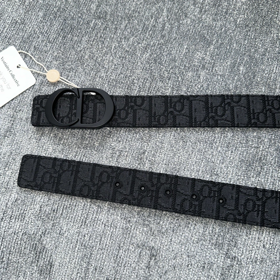Christian Dior Cinturón Jacquard CD Negro Hebilla Reversible Talla 36-38 Foto 2 de 4