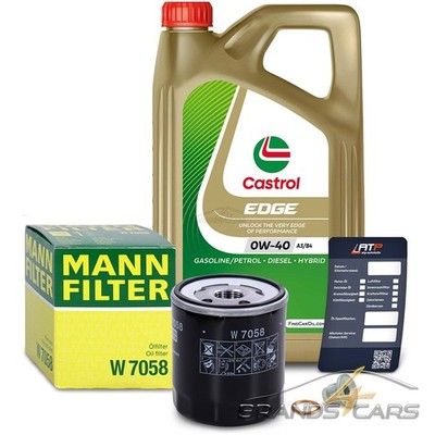 MANN ÖLFILTER+5L CASTROL EDGE 0W-40 FÜR CITROEN C1 2 1.2 14- C3 2 1.0 1.2