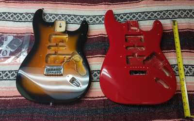 Fender Squier Strat HARDTAIL SUNBURST BODY Stratocaster  Guitar HARDWARE + RED