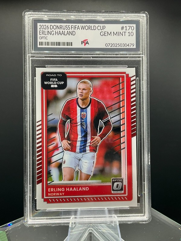 2026 Donruss FIFA World Cup Erling Haaland OPTIC Premium ~ GEM MINT PTA 10🔥