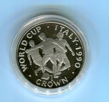 Gibraltar 1 Crown Fu&szlig;ball WM Italien 1990 Silber PP (M11820)