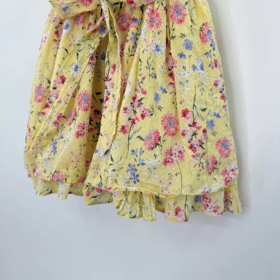 Laura Ashley Girls Yellow Floral Flutter Sleeve Bow Back Dress Size 4 - Image 4 of 4