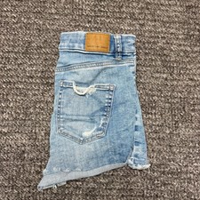 American Eagle Womens Curvy Hi-Rise Shortie Denim Shorts Size 0 Distressed