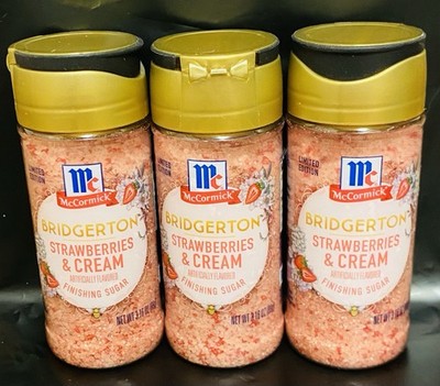 3 New Sealed MCCORMICK Limited BRIDGERTON STRAWBERRIES & CREAM FINISHING SUGAR