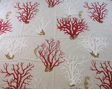 Textiles Vilber Blue Mediterranean Coral Seahorse Fabric Decor Spain Print 44x34