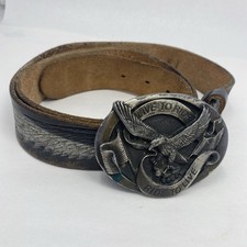 Vintage 90s Biker Belt  Buckle Live To Ride USA Sz 39-43 Eagle Motorcycle Black