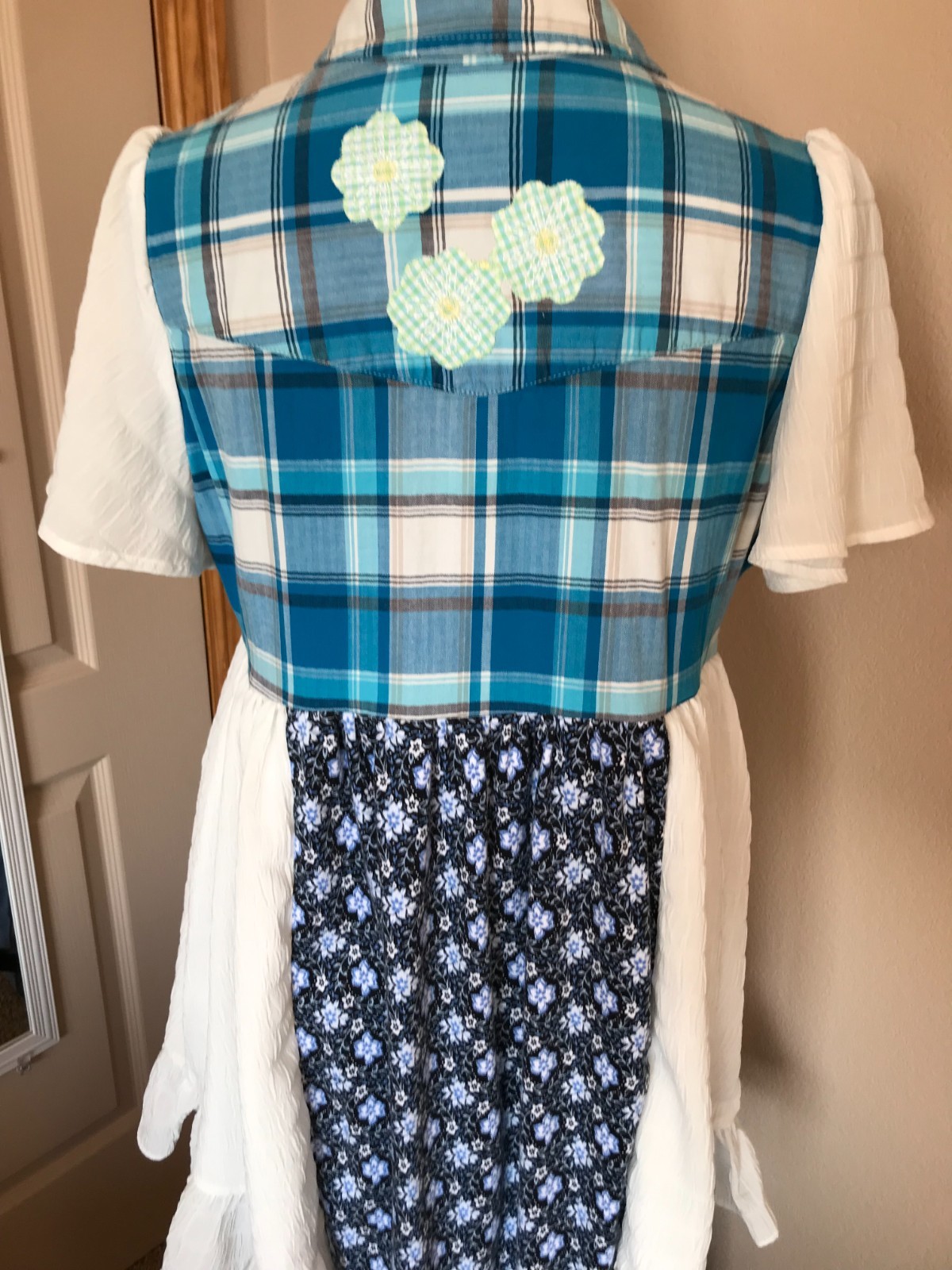 Upcycled Boho Patchwork Tunic, Ruffled Hippie Blo… - image 12