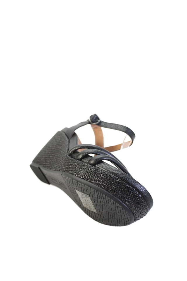 Женские кожаные сандалии-слинги Gentle Souls на танкетке черные размер 7 средние - Изображение 4 из 4