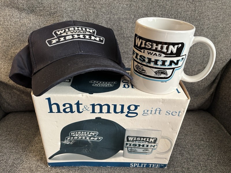 “Wishin I Was Fishin” Fishing Hat and Mug Gift Set / Father’s Day Gift