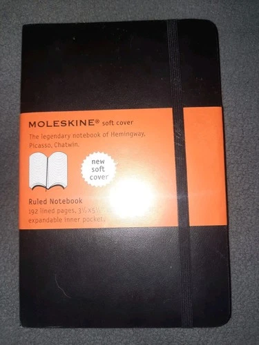Moleskine Classic Ruled Notebook Black Soft Cover 3. 5 X 5. 5" Inner Pocket NEW