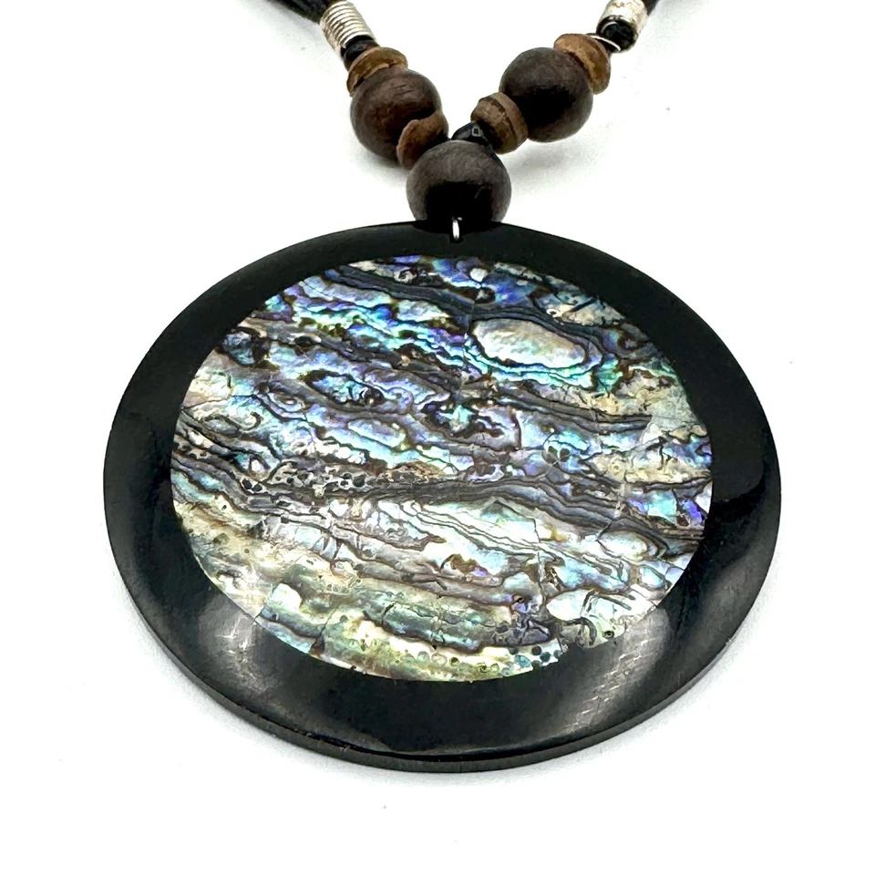 M&L Moda Sin Cuello Abulón Madreperla Concha Colgante Amuleto Diseñador Foto 2 de 4