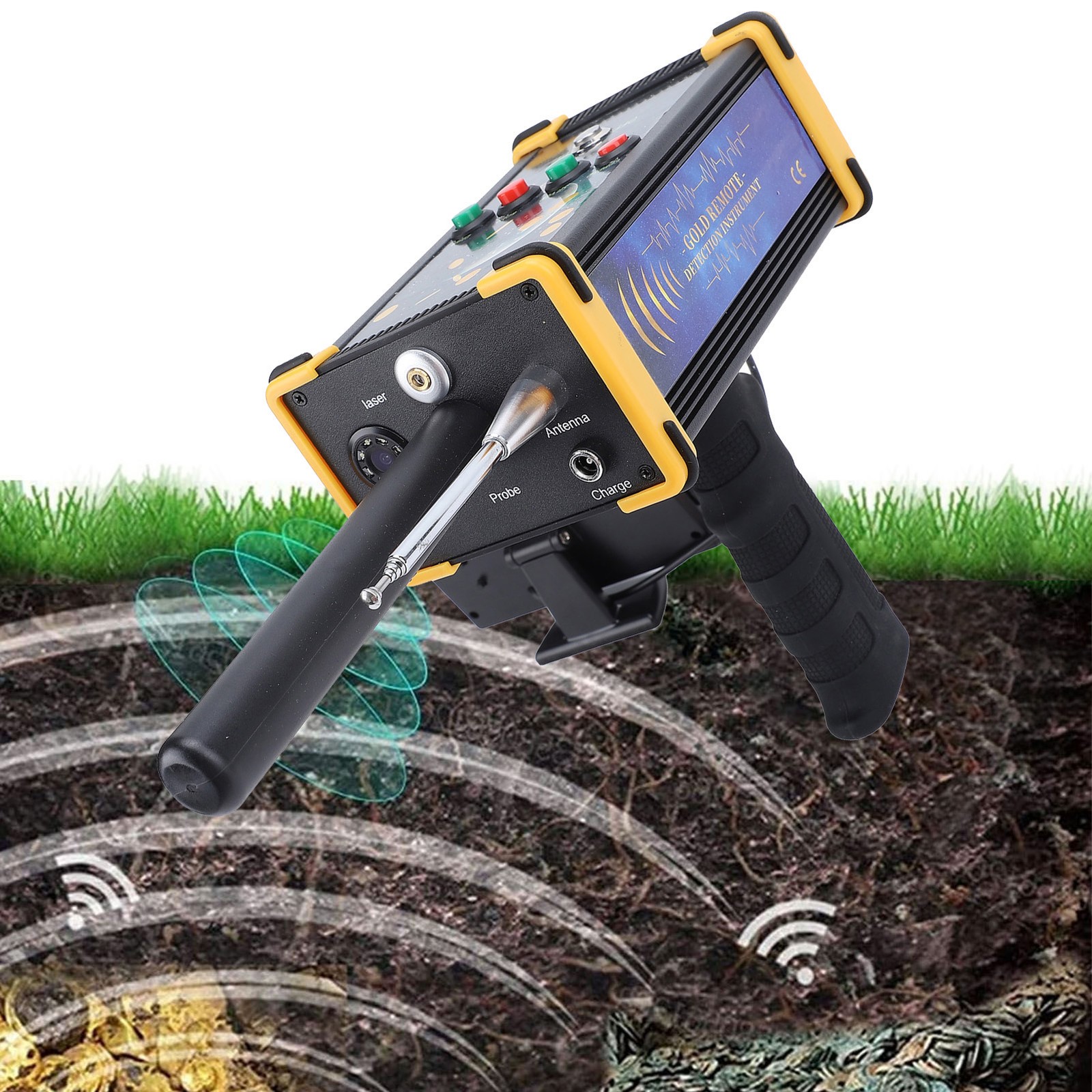 Underground Metal Detector Yellow Frame Accurate Sensitive 49.2ft Depth 328 BAJ