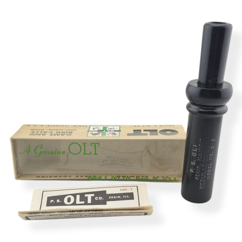 Vintage P.S. Olt D-2 Regular Duck Call - Pekin, ILL - Original Box & Papers