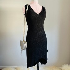 VTG 90s Taboo | Black Rhinestone Sparkly Midi Cocktail Dress | M