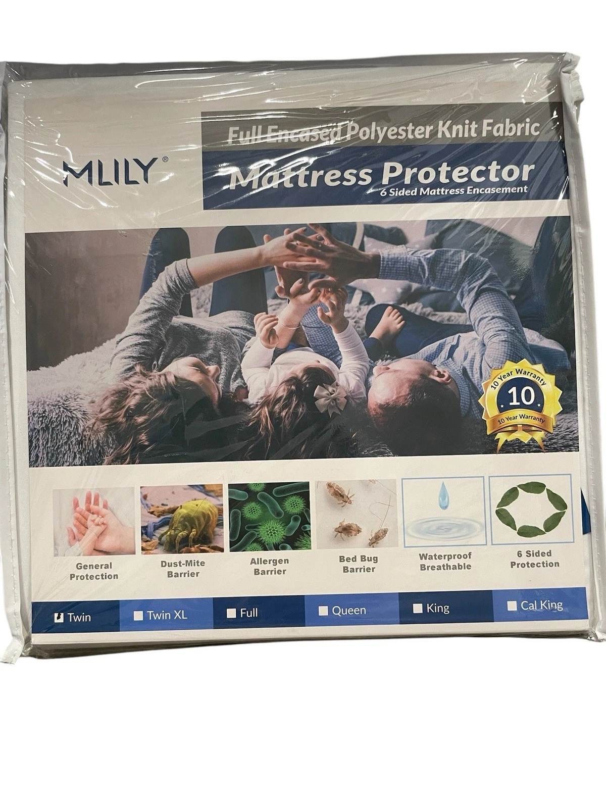Mlily Full encased polyester knit fabric mattress protector queen size