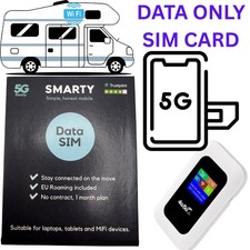 1 x  Smarty sim DATA ONLY SIM Smarty mobile WIFI ROUTER HOTSPOT Campervan & More