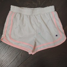 Champion Athletic White Shorts Girls Medium Built In Brief Pastel Mini Logos