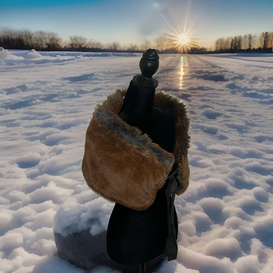 Bird By Juicy Couture Marrón Imitación Piel Envoltura Chal Estola Bufanda Cuello Calentador Foto 2 de 4