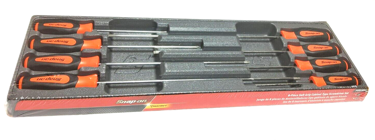 New Snap-on™ Instinct Orange Soft Handled 8pc Cabinet Screwdriver