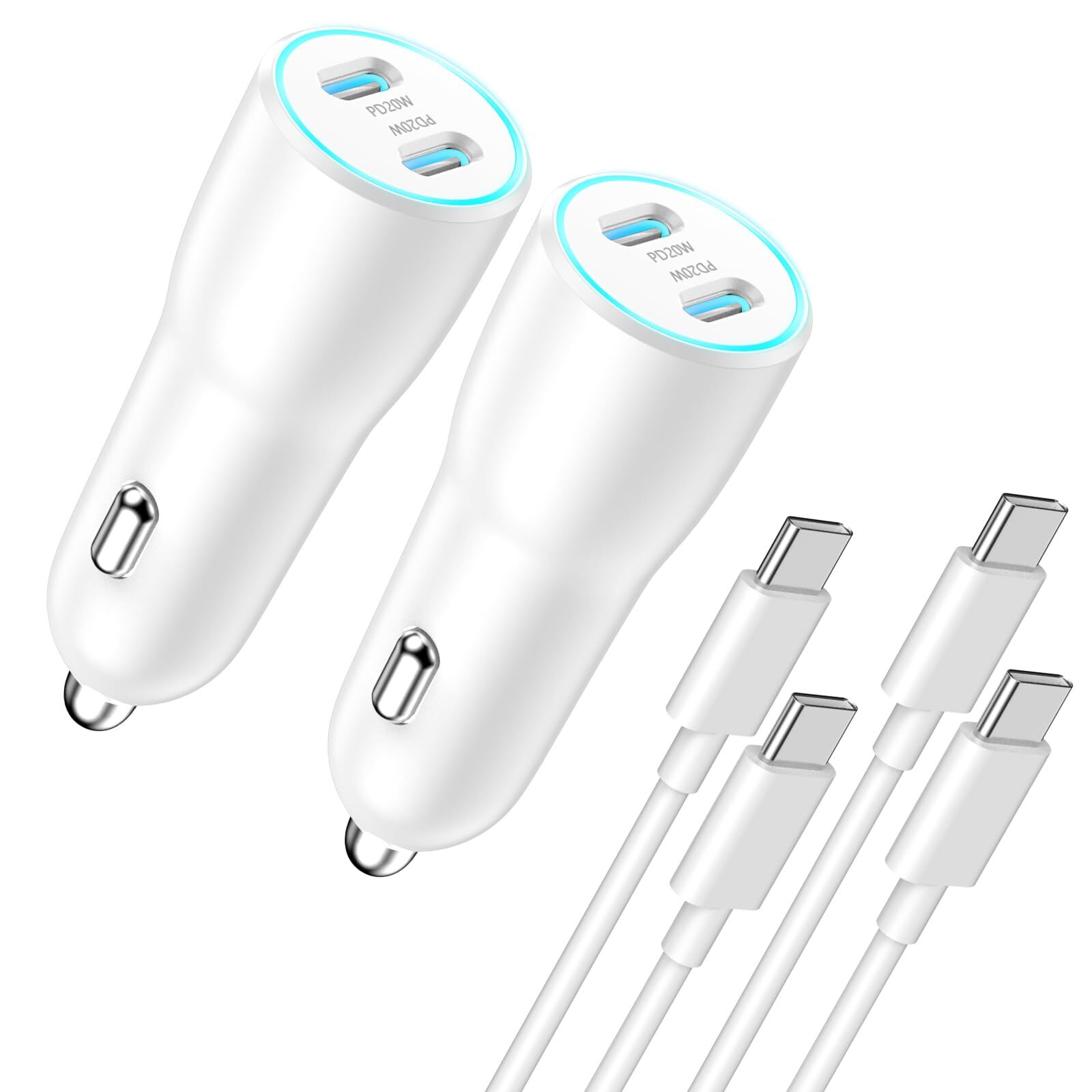 Car Charger for iPhone 15, 2 Pack 40W Dual USB C Car Charger Adapter Fast Cha...