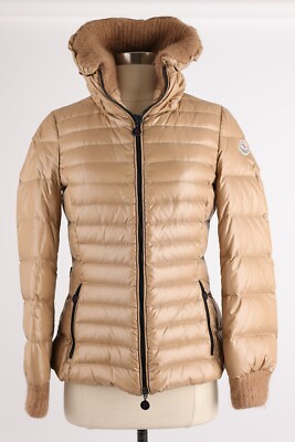 LNWOT Moncler Lierre Down Jacket W/Cashmere High Neck SZ 1/S Beige  
