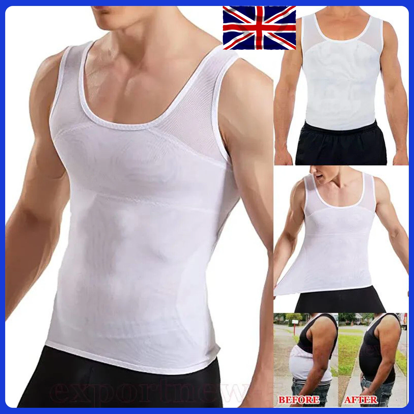 Men Compression Ultra Slim Body Shaper Posture Corrector Sculpting Fitness Vest
