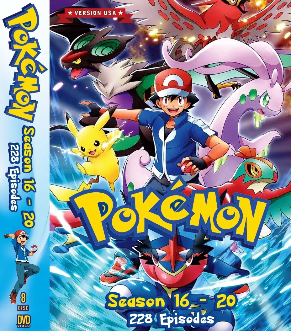 Pokemon Season 16-20 228 Episodes Japanese Anime DVD USA Version English  Dubbed